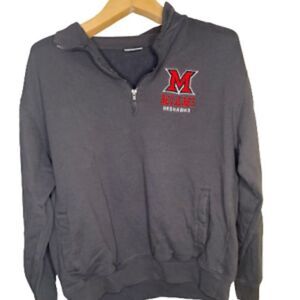 Miami University Sweatshirt Womens Large Black Pockets Embroidered Quarter Zip